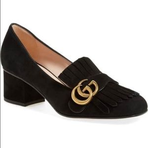 Gucci GG Marmont Pump Black Suede Size 36.5